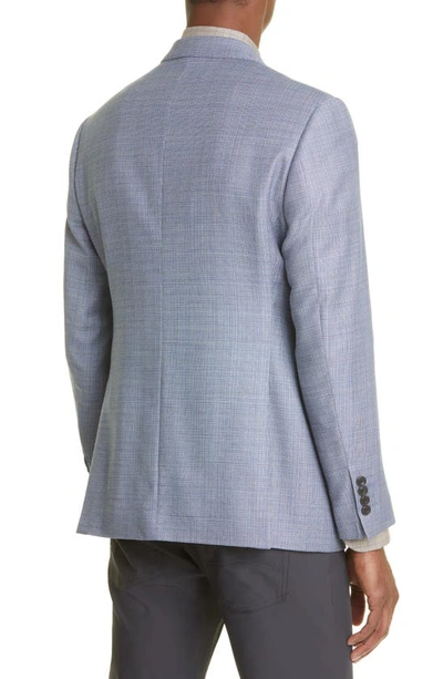Shop Emporio Armani Textured Plaid Light Wool Sport Coat In Solid Bright Blue