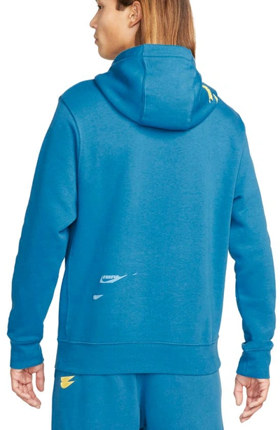 Shop Nike Sportswear Sport Essentials+ Fleece Hoodie In Dk Marina Blue/ Black