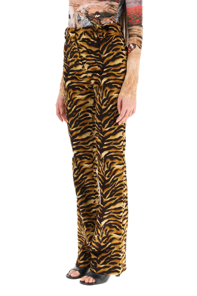 Shop Acne Studios Tiger Print Velvet Trousers In Mixed Colours