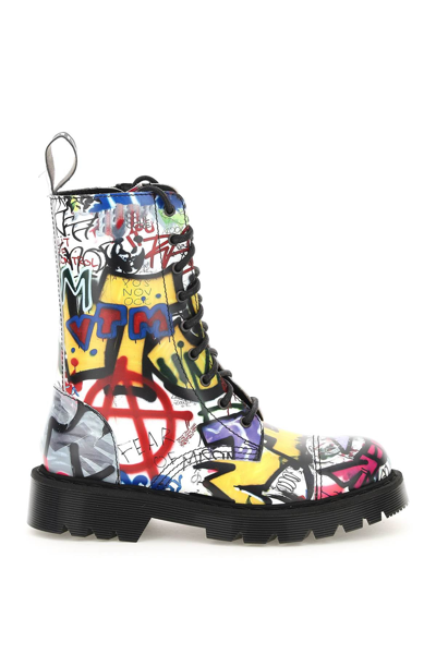 Shop Vetements Graffiti Lace-up Boots In Mixed Colours