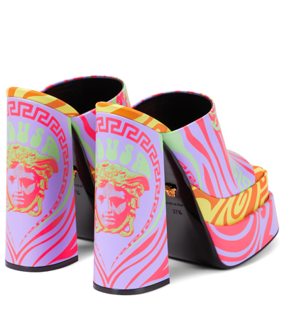 Shop Versace Medusa Platform Sandals In Coral+orchid+pineapple+neon O