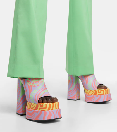 Shop Versace Medusa Platform Sandals In Coral+orchid+pineapple+neon O
