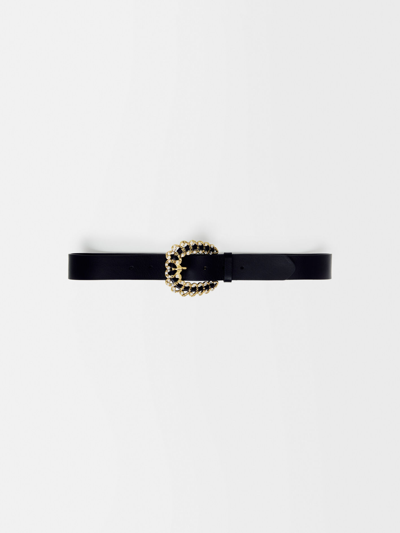 Shop Maje Belt With Diamanté Buckle For Fall/winter In Black