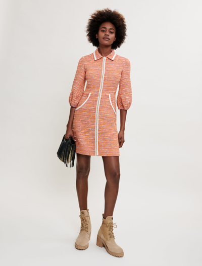 Maje Rimoda Three quarter Sleeve Dress In Orange ModeSens