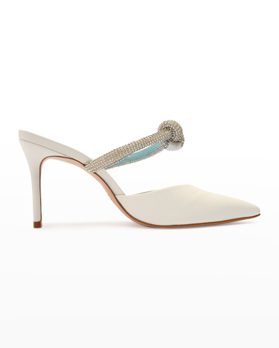 Shop Schutz Pearl Crystal Knot Mule Pumps In White