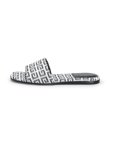 Shop Givenchy 4g Monogram Flat Mule Sandals In Blackwhite