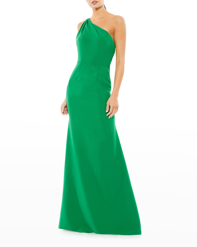 Shop Ieena For Mac Duggal Cutout One-shoulder Gown In Emerald