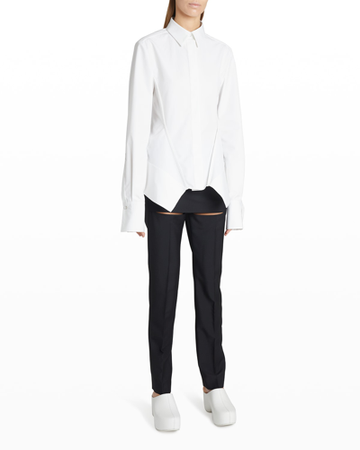 Shop Givenchy Peplum Button-down Poplin Shirt In White