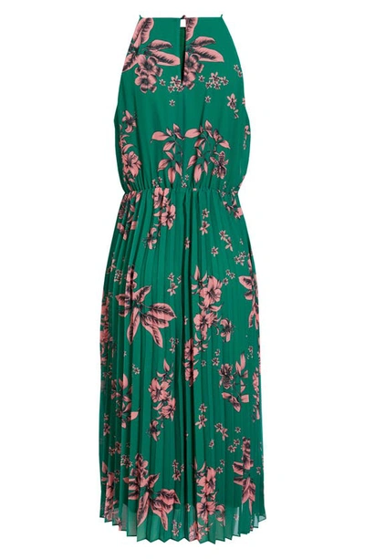 Shop Sam Edelman Chiffon Pleat Midi Dress In Green/ Pink