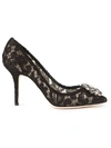 Dolce & Gabbana Bellucci Crystal-embellished Lace Pumps In Black