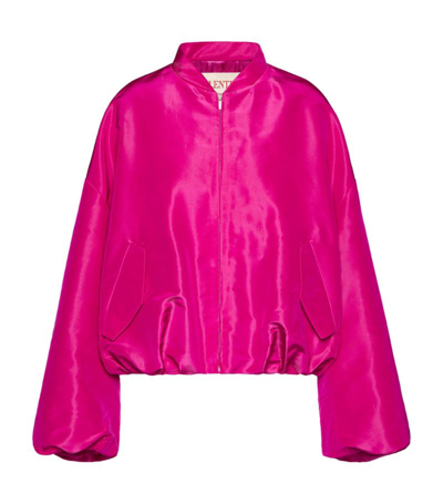 Shop Valentino Silk Blouson Jacket In Pink
