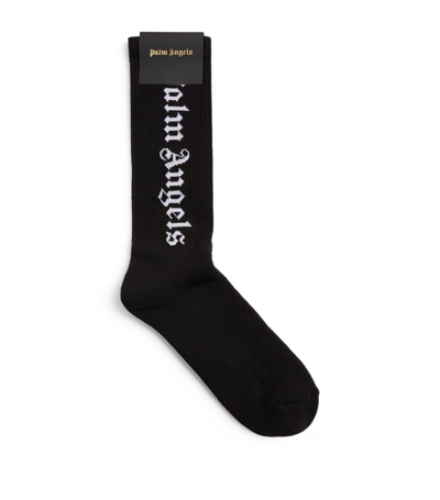 Shop Palm Angels Logo Socks In Black