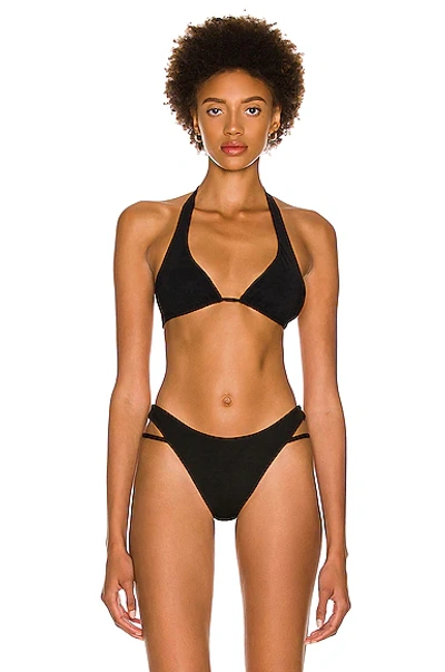 Shop Dolce & Gabbana Triangle Bikini Top In Nero