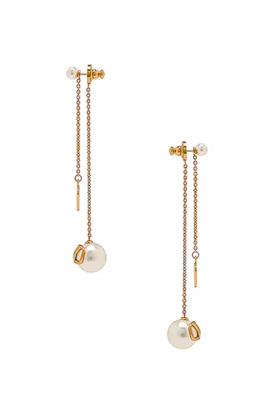 Shop Valentino V Logo Signature Pearl Drop Earrings In Oro & Cream
