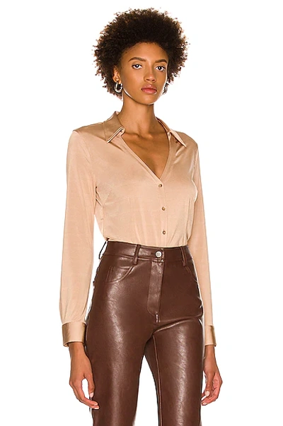 Shop L Agence Dallas Long Sleeve Blouse In Light Mocha