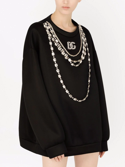 Shop Dolce & Gabbana Crystal-embellished Sweatshirt In Black