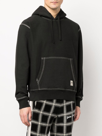 Stussy Contrast-color Stitching Label Hoodie In Black