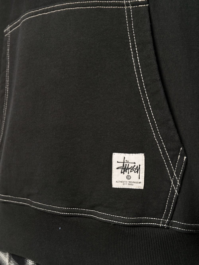 Stussy Contrast-color Stitching Label Hoodie In Black