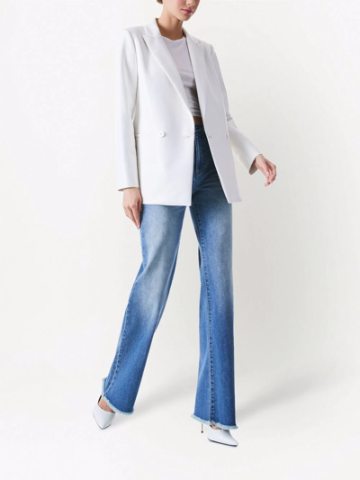 Shop Alice And Olivia Justin Vegan Leather Double-breasted Blazer In Weiss