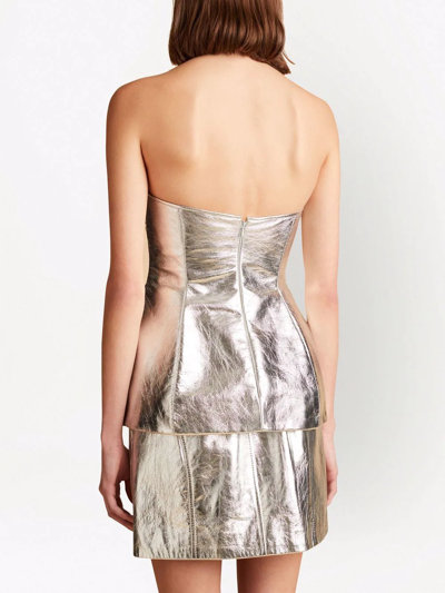 Khaite Blanche Cracked Leather Top In Silver