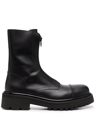 Shop Vetements Zip-up Leather Boots In Schwarz