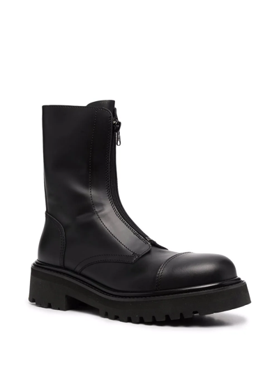 Shop Vetements Zip-up Leather Boots In Schwarz