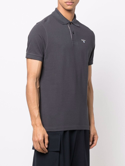 Shop Barbour Embroidered-logo Polo Shirt In Grau