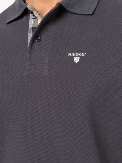 Shop Barbour Embroidered-logo Polo Shirt In Grau
