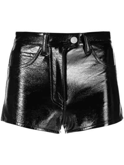 Shop Courrèges High-shine Mini Shorts In Schwarz