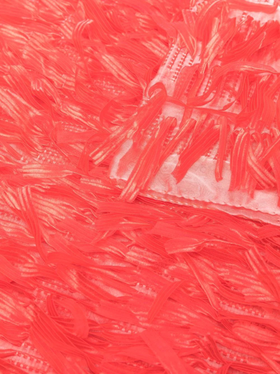 Shop Emporio Armani Appliqué-detail Semi-sheer Scarf In Rot