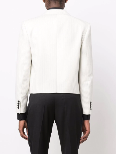 Shop Saint Laurent Double-breasted Button Blazer In Weiss
