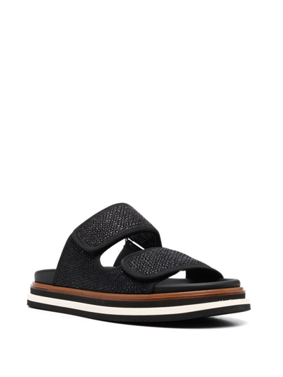 Hogan Touch-strap Flat Sandals In Schwarz