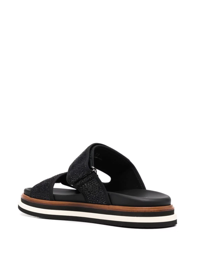 Hogan Touch-strap Flat Sandals In Schwarz