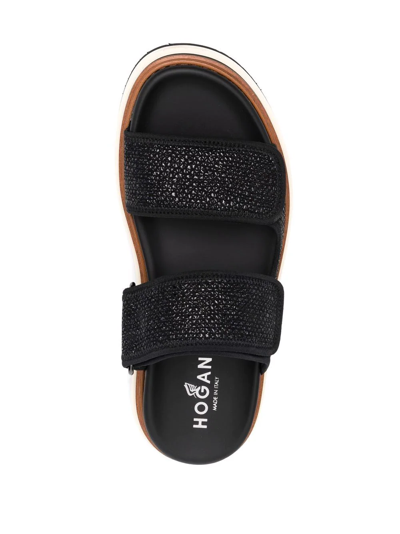 Hogan Touch-strap Flat Sandals In Schwarz