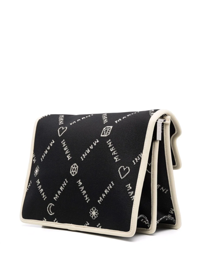 Shop Marni Trunk Intarsia-logo Shoulder Bag In Schwarz