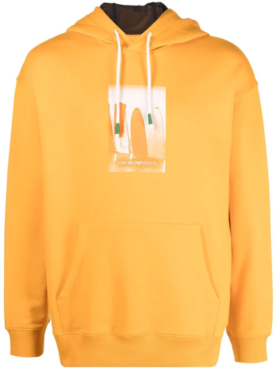 Shop Emporio Armani Logo-print Cotton Hoodie In Orange