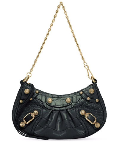 Shop Balenciaga Mini Le Cagole Chain-strap Shoulder Bag In Green