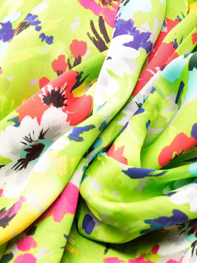 Msgm Floral Pattern Palazzo Trousers In Grün