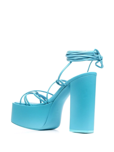 Shop Paris Texas Tie-detail Open-toe Platform Sandals In Blau