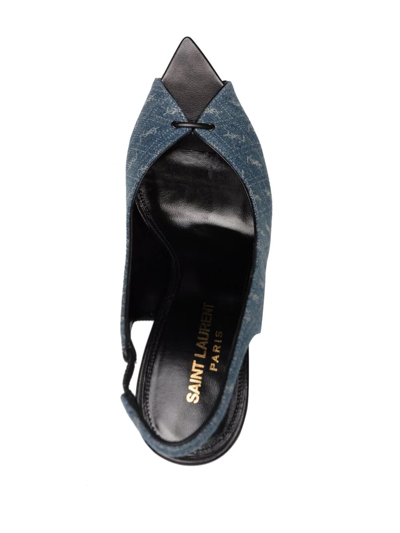 Saint Laurent Ysl Logo-print Heeled Pumps In Blau
