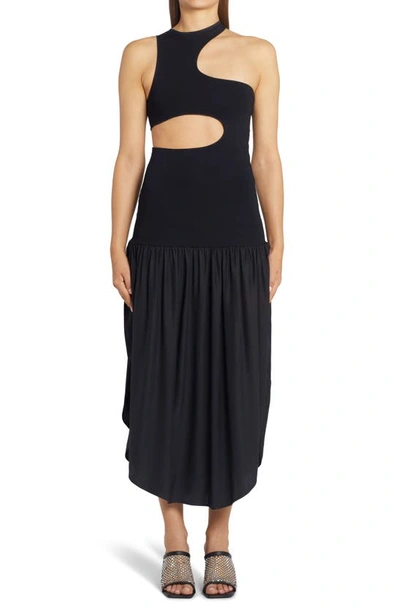 Shop Stella Mccartney Envers Cutout Silk Dress In 1000 Black