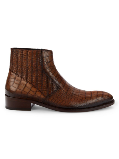 Shop Jo Ghost Men's Crocodile-embossed Leather Chelsea Boots In Tan