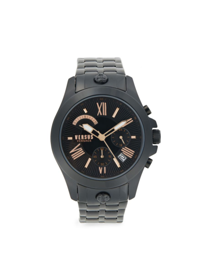 Shop Versus Men's 44mm Stainless Steel Chronograph Bracelet Watch In Black