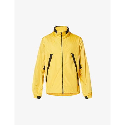 Shop Moncler Men's Yellow Heiji High-neck Relaxed-fit Shell Hooded Jacket