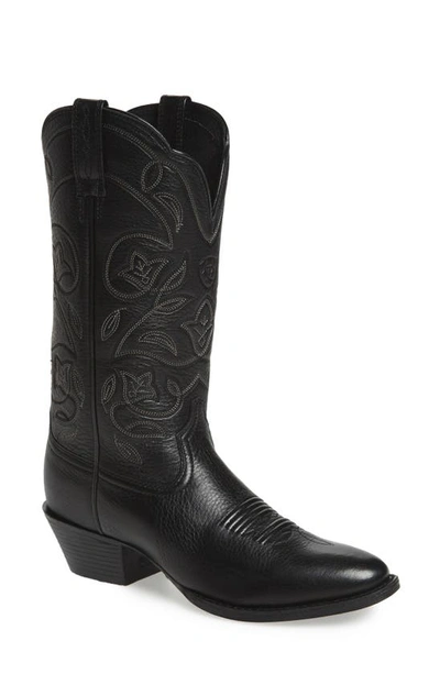 Shop Ariat Heritage Western R-toe Boot In Black Leather