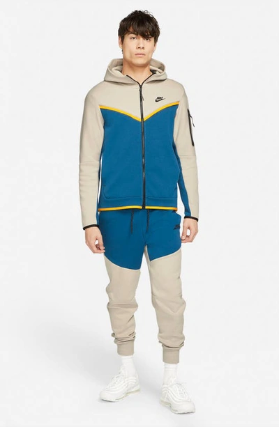 Shop Nike Tech Fleece Jogger Sweatpants In Cream/ Court Blue/ Black