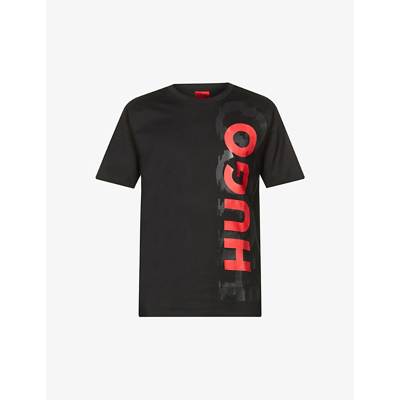 Shop Hugo Logo Cotton-jersey T-shirt In Black