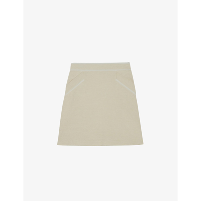 Shop Claudie Pierlot Women's Naturels Macbis Straight-cut Organic Cotton-blend Mini Skirt