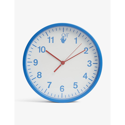 Shop Off-white Blue Fluo Blue Fluo Logo-print Metal Wall Clock 29.5cm