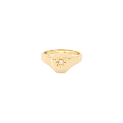 Shop Bondeye Jewelry Josie Yellow-gold Signet Ring In White Diamond